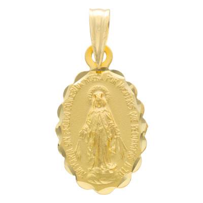 750/1000 Yellow Gold Oval Virgin Mary Medal - Lumiosa