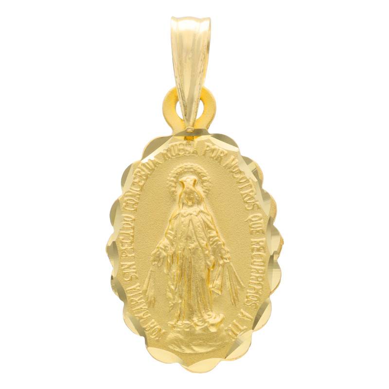 750/1000 Yellow Gold Oval Virgin Mary Medal - Lumiosa