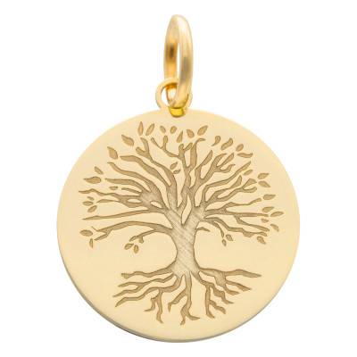 375/1000 Yellow Gold Tree of Life Round Medal, 15.50 mm - Lumiosa