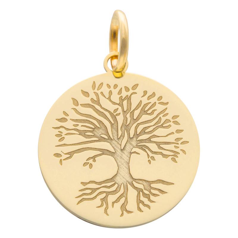 375/1000 Yellow Gold Tree of Life Round Medal, 15.50 mm - Lumiosa