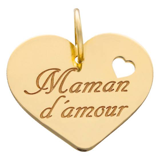 Médaille Coeur Maman d'amour en Or Jaune 375 - Lumiosa - Ocarat