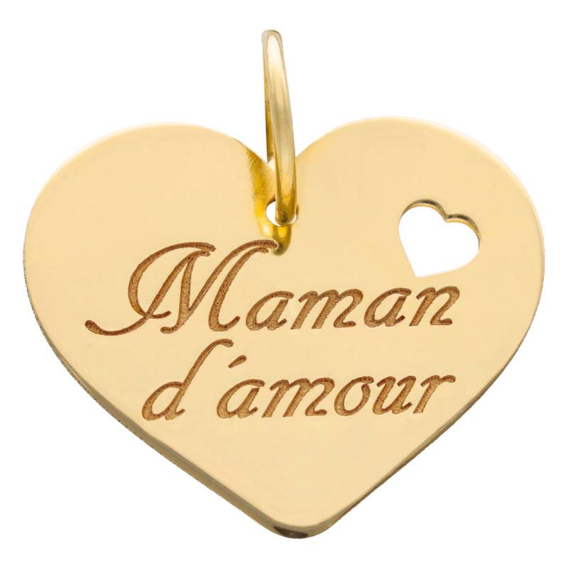 375 Yellow Gold "Maman d'Amour" Heart Medal - Lumiosa