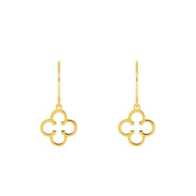 Boucles d'oreilles Trèfle Ajouré en Or Jaune 375 - Emanessence