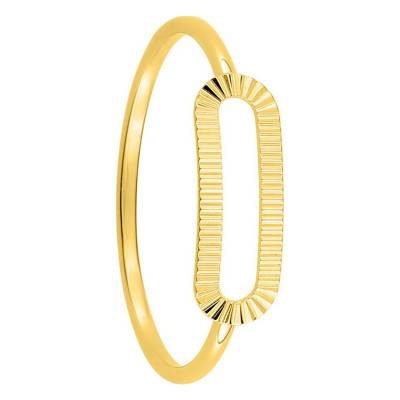 375/1000 Yellow Gold Striped Rectangular Link Ring - Emanessence
