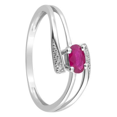 Bague Triple Or Blanc 750, Rubis - Aurora