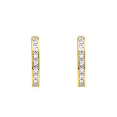 Boucles d'Oreilles Créoles en Or Jaune 750 & Diamants 0,07 ct - Emanessence
