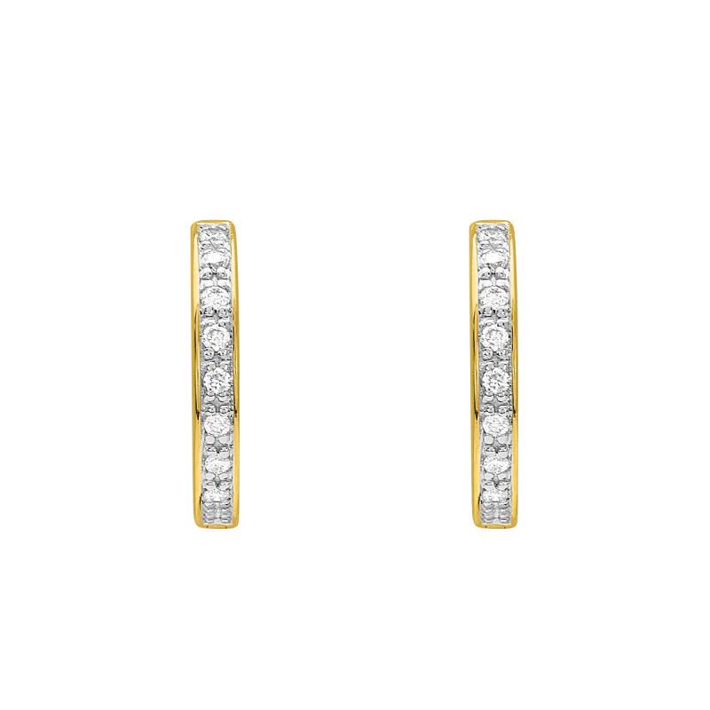 Boucles d'Oreilles Créoles en Or Jaune 750 & Diamants 0,07 ct - Emanessence