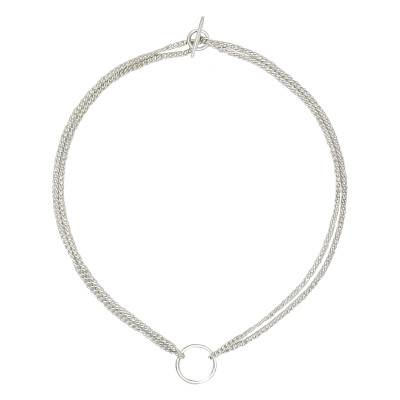 925 Silver Double Round Curb Chain Necklace, Length 42 cm - Artemis