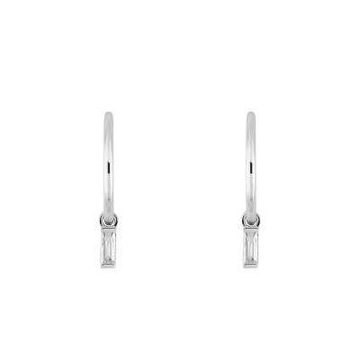 Créoles en Or Blanc 750 & Diamants 0,09 ct - Aurora