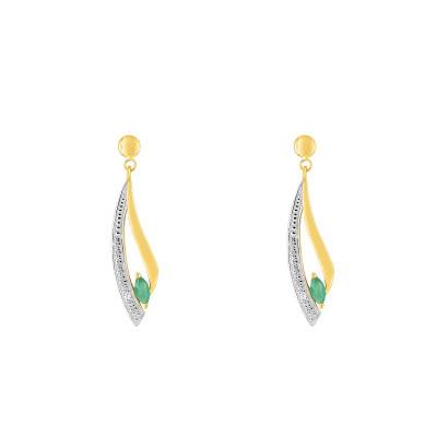Boucles d'oreilles en Or Jaune 375, Emeraudes & Oxydes de Zirconium - Aurora