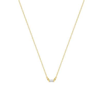 750 Yellow Gold Cable Chain Necklace & Diamond 0,05 ct, Length 40 cm to 42 cm - Emanessence