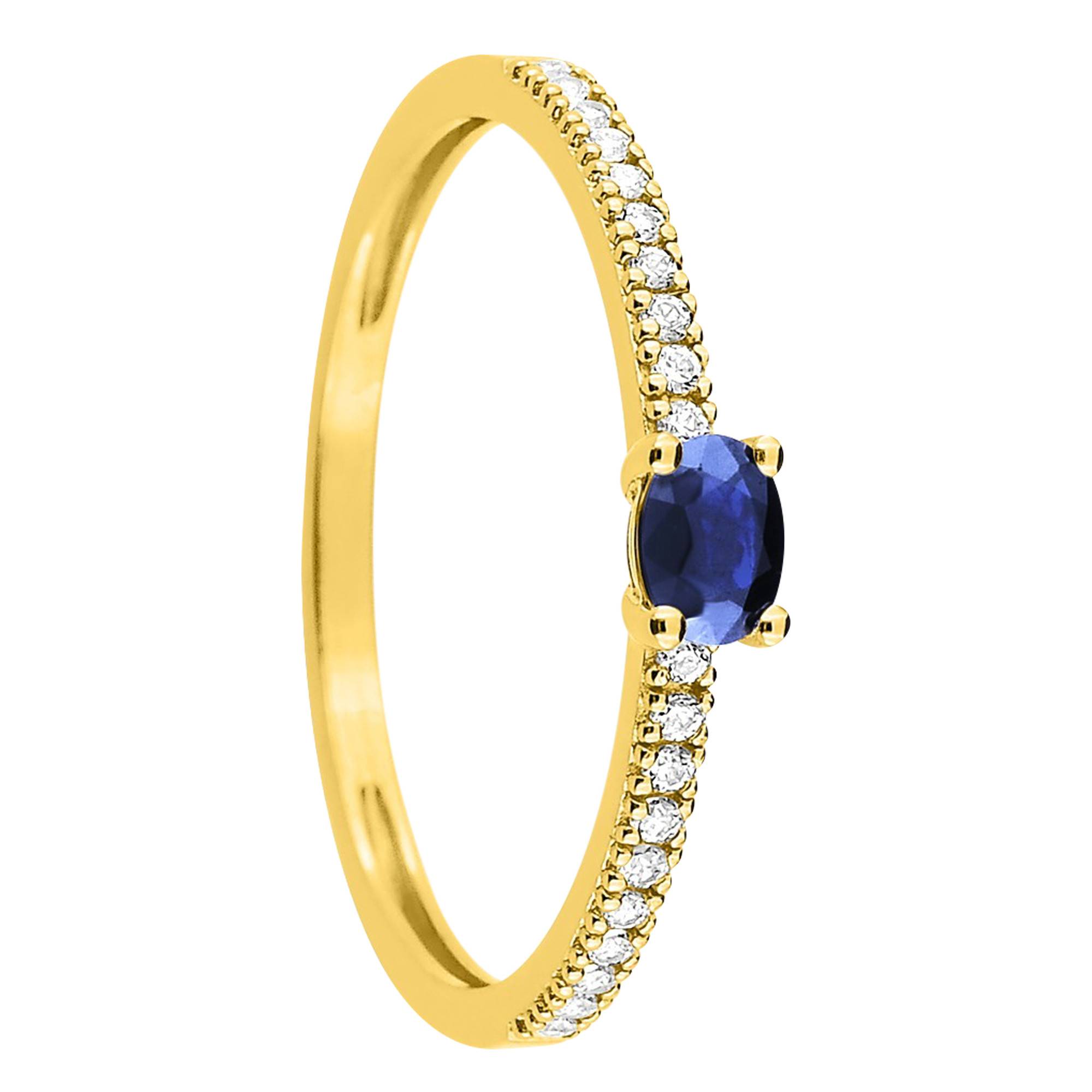 Bague Femme En Or Jaune 18 Carats (750) Avec Saphir - Taille Ajustable - Neuf Avec étiquettes