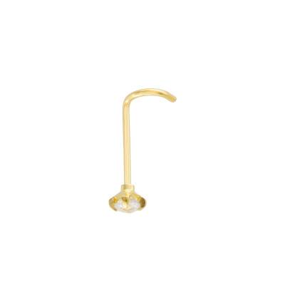 750 Yellow Gold & White Cubic Zirconia Nose Piercing - Lumiosa