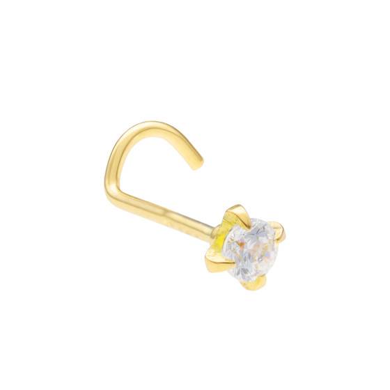 Piercing nez or jaune avec zirconium