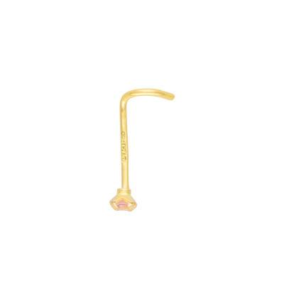 750 Yellow Gold & Round Pink Cubic Zirconia Nose Piercing - Lumiosa