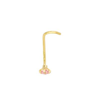 Nose Piercing in 750 Yellow Gold & Rose Cubic Zirconia - Lumiosa