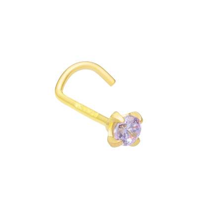 Piercing Nez en Or Jaune 750 & Zircone Teinte Lavande - Lumiosa