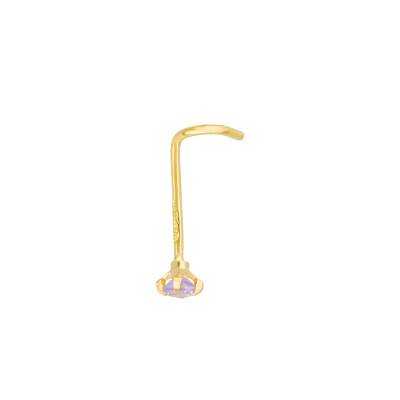 750 Yellow Gold & Lavender-Tinted Cubic Zirconia Nose Piercing - Lumiosa