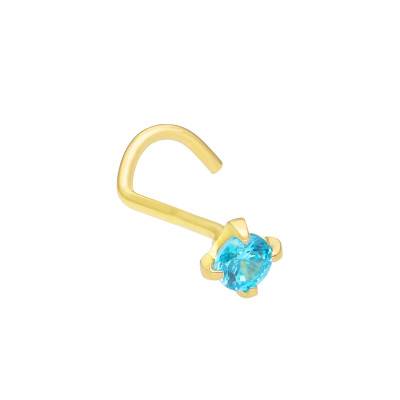 Piercing Nez en Or Jaune 750 & Zircone Teinte Topaze Bleue - Lumiosa