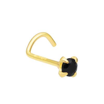 750 Yellow Gold & Black Sapphire Nose Piercing - Lumiosa