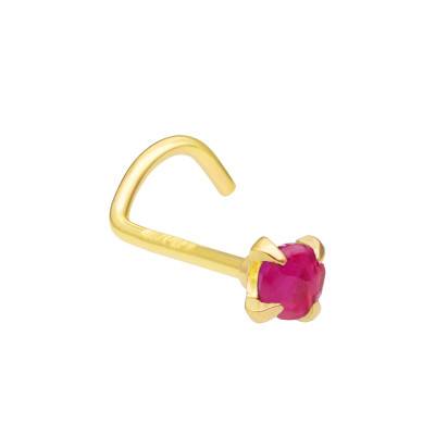 Piercing Nez en Or Jaune 750 & Rubis Rose - Lumiosa