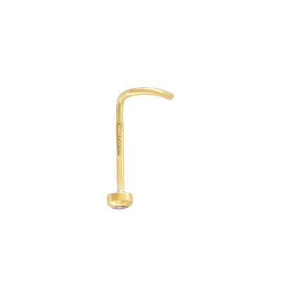 750 Yellow Gold & Pink Cubic Zirconia Nose Piercing - Lumiosa