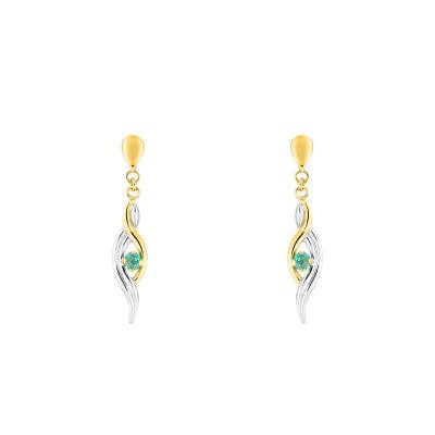 375 Yellow Gold & Emerald Drop Earrings - Aurora