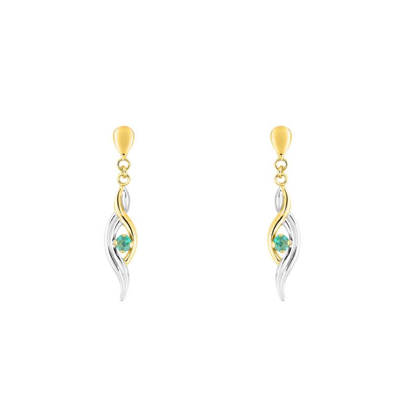375 Yellow Gold & Emerald Drop Earrings - Aurora
