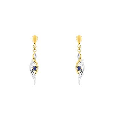 375 Yellow Gold & Sapphire Drop Earrings - Aurora
