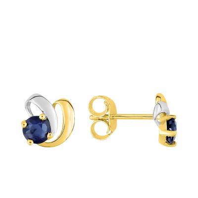 Boucles d'oreilles Ruban en Or Jaune 375 & Saphirs - Aurora