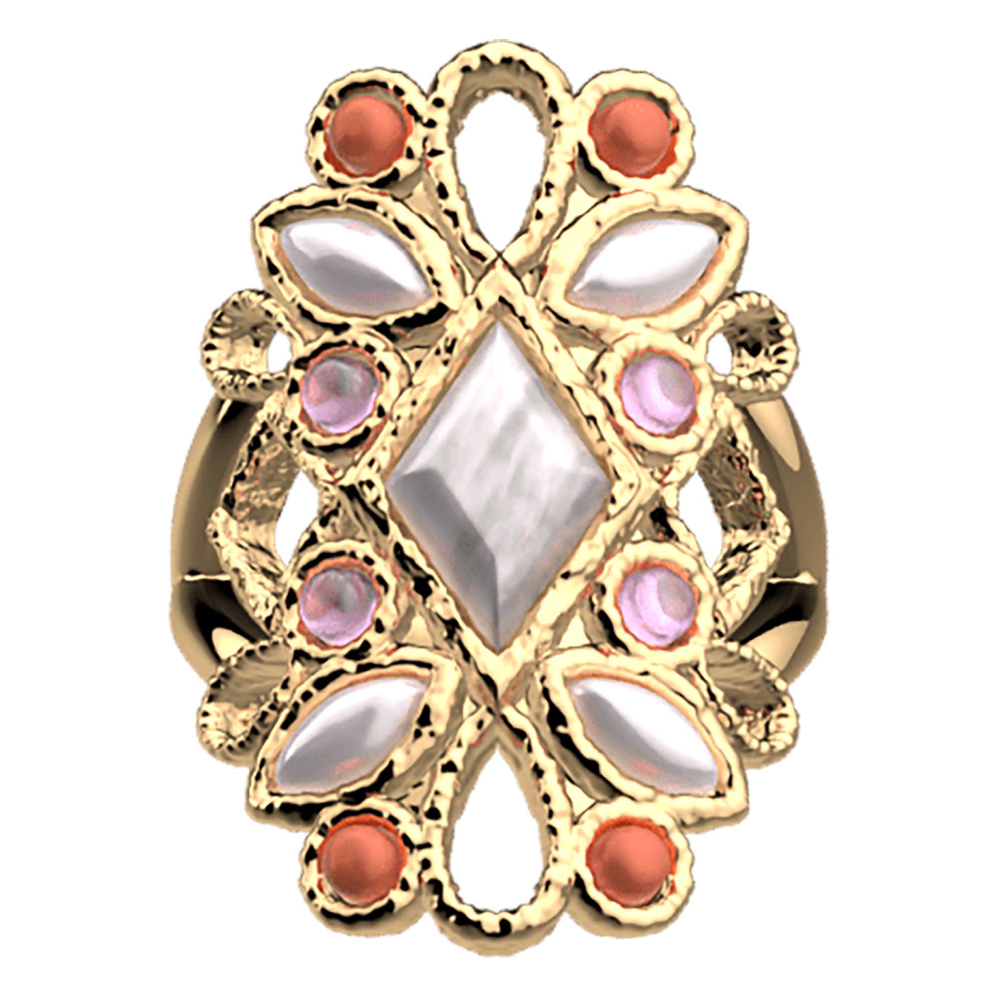 Bague Rosace Dorée Pierres Multicolores Les Georgettes Ocarat