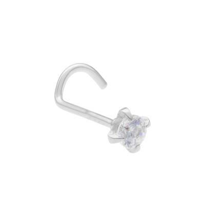 750/1000 White Gold & Cubic Zirconia Nose Piercing - Lumiosa