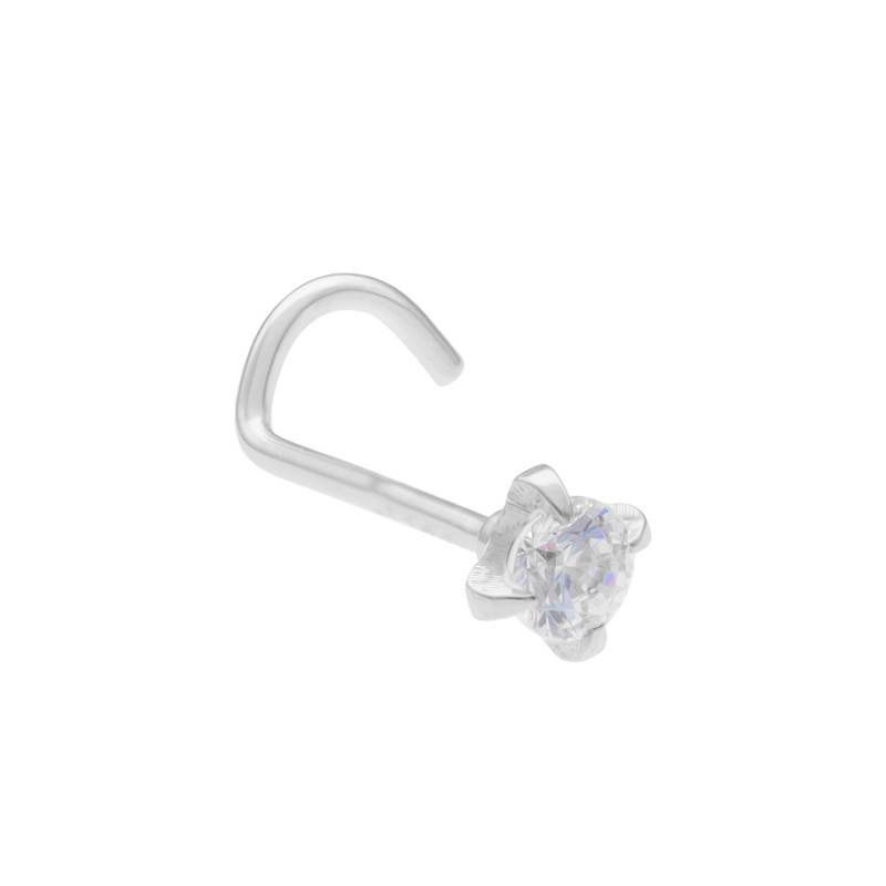 750/1000 White Gold & Cubic Zirconia Nose Piercing - Lumiosa
