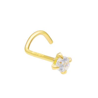 750 Yellow Gold & White Cubic Zirconia Nose Piercing - Lumiosa