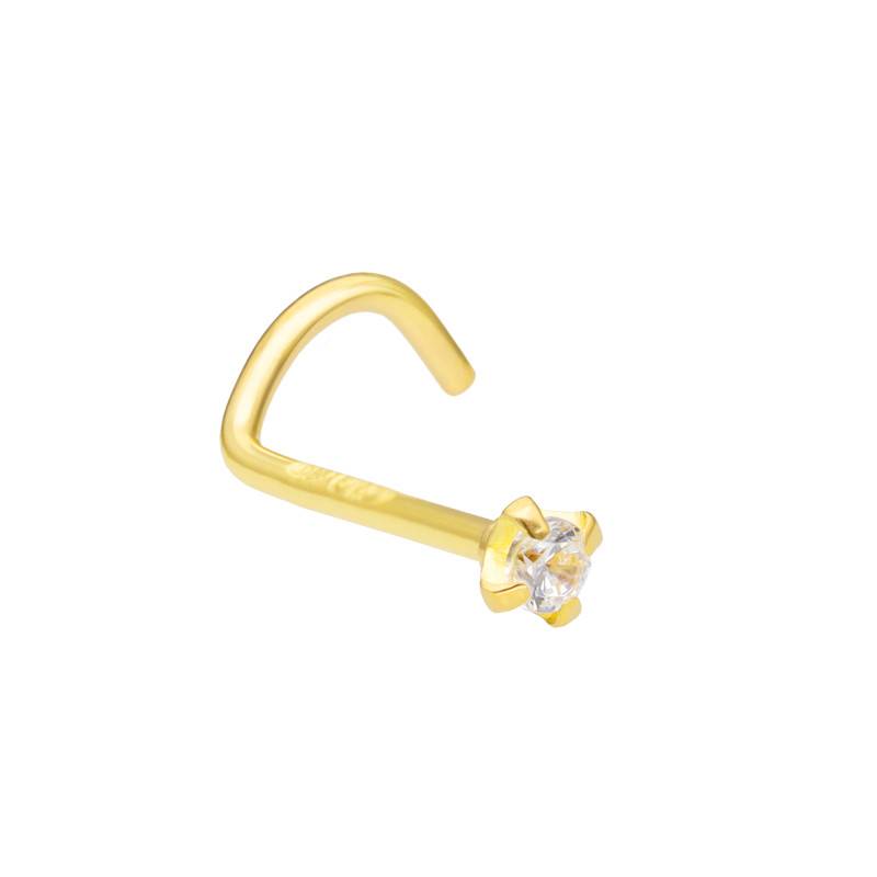 750 Yellow Gold & Cubic Zirconia Nose Piercing - Lumiosa