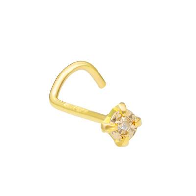 750/1000 Yellow Gold & Salmon Pink Zirconium Oxide Nose Piercing - Lumiosa