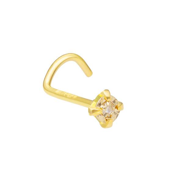 Anneau de nez 22G Épingle de nez étoile en or massif 9 carats - Bijoux de piercing délicats - Design courbé en L et os - Élégant - Canada