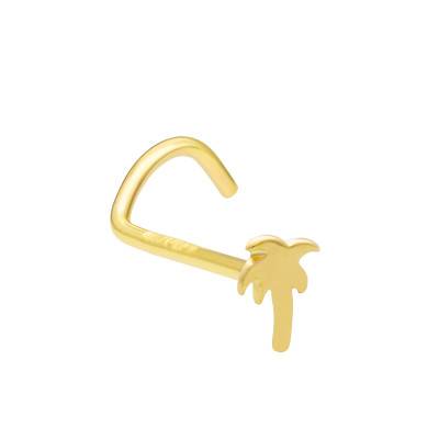 750/1000 Yellow Gold Palm Tree Nose Piercing - Lumiosa