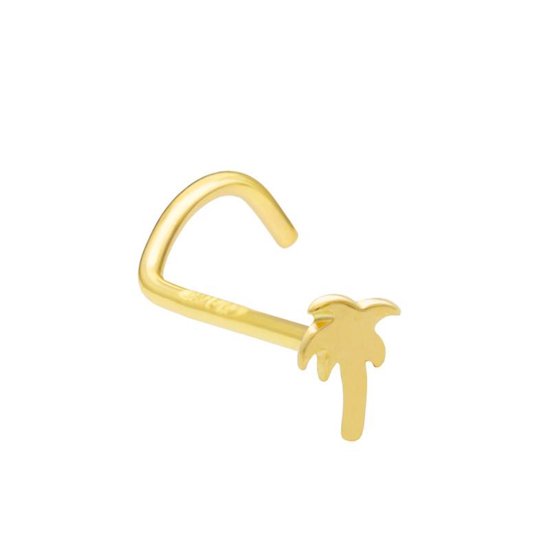 750/1000 Yellow Gold Palm Tree Nose Piercing - Lumiosa