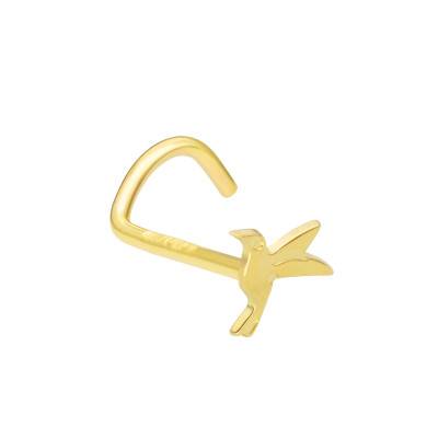 750/1000 Yellow Gold Hummingbird Nose Piercing - Lumiosa