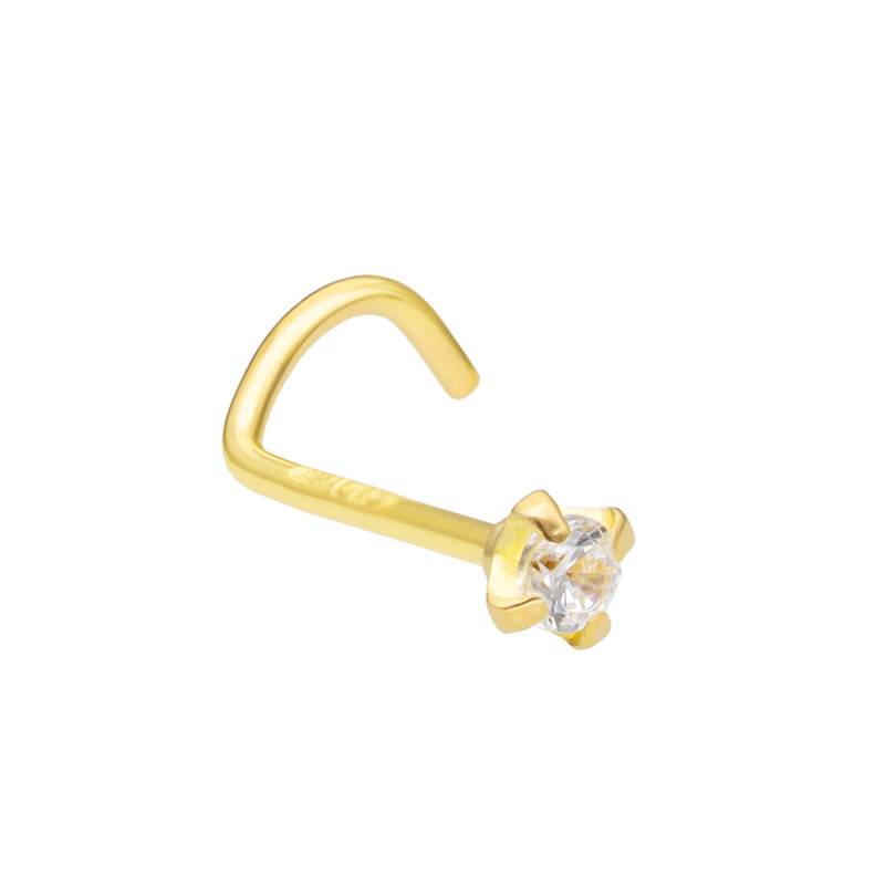 750 Yellow Gold & 0,006 ct Diamond Nose Piercing - Lumiosa