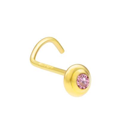 Piercing Nez Or Jaune 750 & Oxyde de Zirconium Rose - Lumiosa