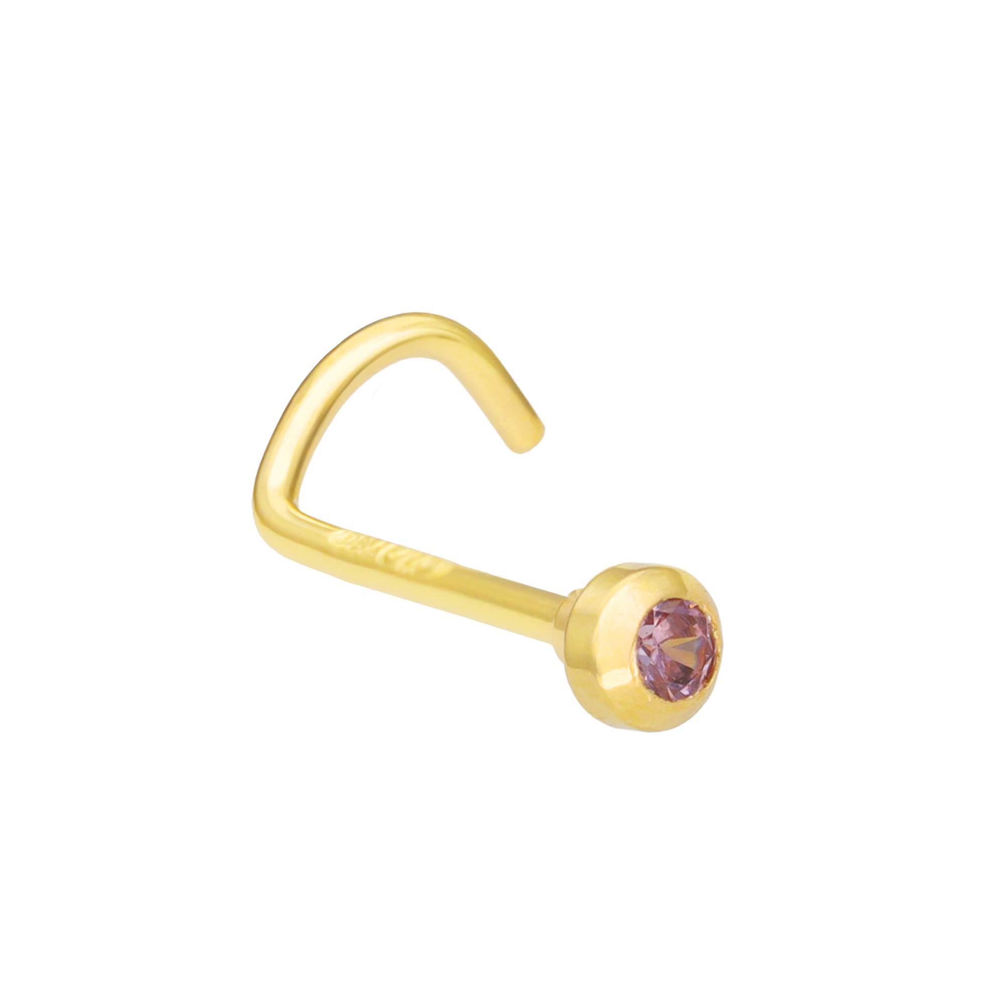 Clou De Nez 22 Ga – Or Jaune 9 Carats, Lune Et étoile Avec Zirconium – Jewellerybox