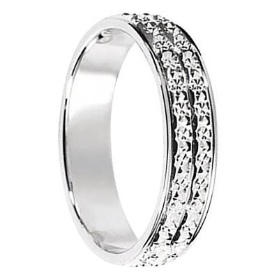 750 White Gold Diamond-Cut Fantasy Standard Wedding Ring, Width 4.50 mm - Fair'Belle
