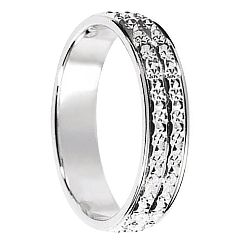 750 White Gold Diamond-Cut Fantasy Standard Wedding Ring, Width 4.50 mm - Fair'Belle