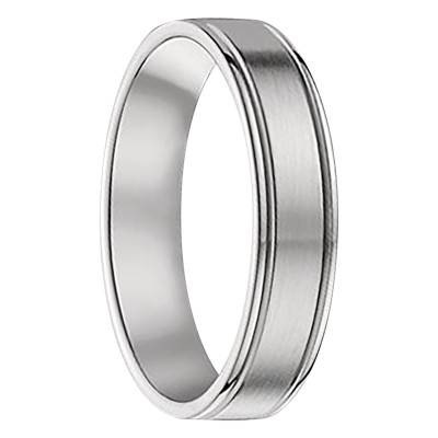 Bague Confort Fantaisie en Platine, Largeur 5 mm - Gaïa