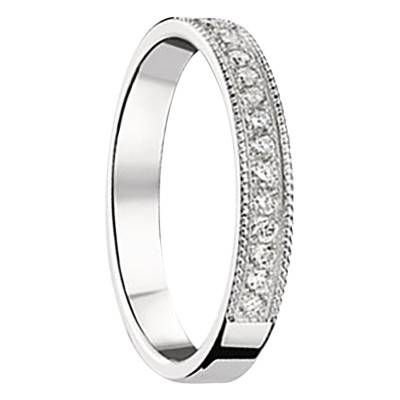 Alliance Texturée en Or Blanc 750 & Diamants 0,255 ct, Largeur 3 mm - Gaïa