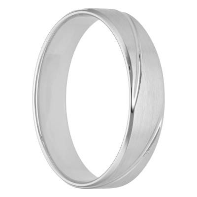 950 Platinum Comfort Ribbon Wedding Ring with Inclined Grooves, Width 5 mm - Fair'Belle