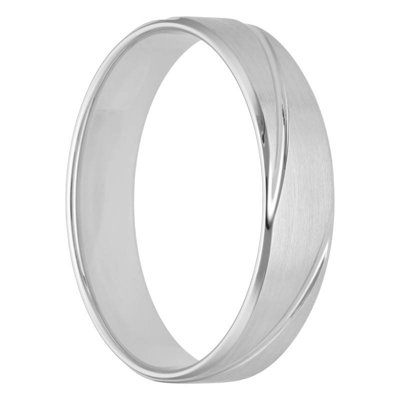 Alliance Ruban Confort à Rainures Inclinées en Platine 950, Largeur 5 mm - Fair'Belle