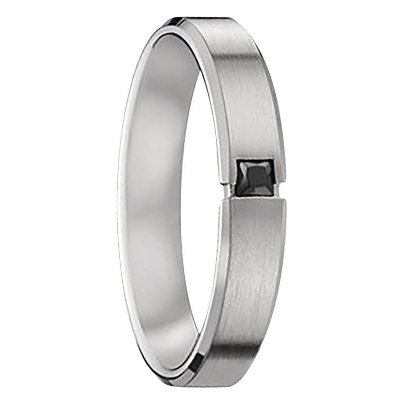 Alliance Ruban Standard Brossée en Platine & Diamant Noir 0,10 ct, Largeur 4,50 mm - Fair'Belle